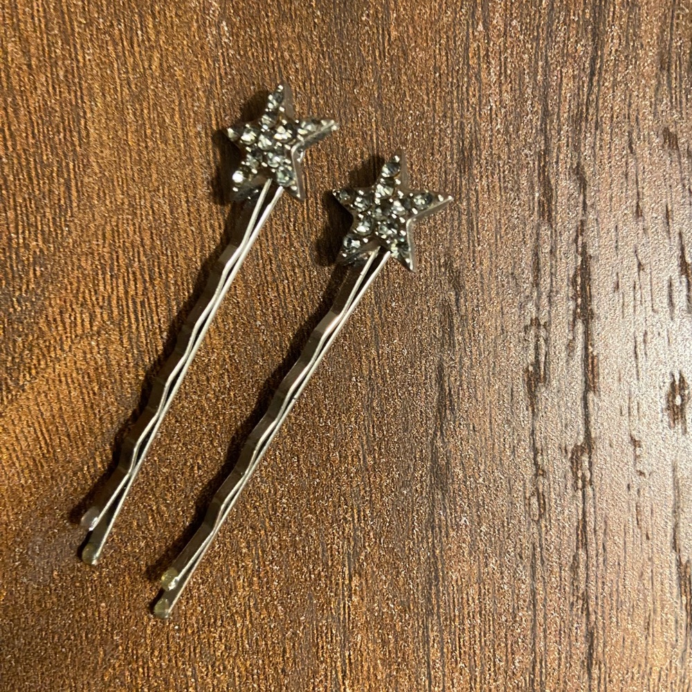 Star Hair Pins with Rhinestones (pair)